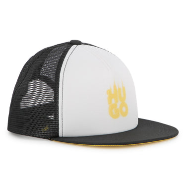 HUGO Gorra o cachucha para niño y adolescente blanco con negro logo en color amarillo